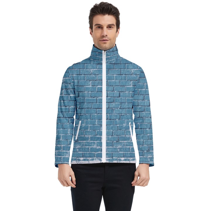 White And Blue Brick Wall Men s Bomber Jacket