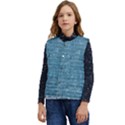 White And Blue Brick Wall Kid s Short Button Up Puffer Vest	 View1