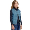 White And Blue Brick Wall Kid s Short Button Up Puffer Vest	 View2