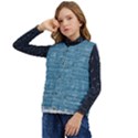 White And Blue Brick Wall Kid s Short Button Up Puffer Vest	 View3