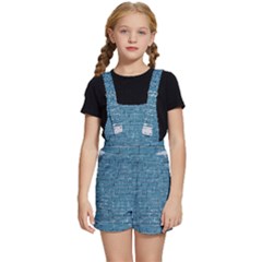 White And Blue Brick Wall Kids  Short Overalls by artworkshop