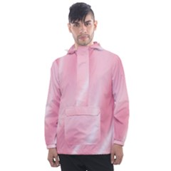 Pink Satin  Men s Front Pocket Pullover Windbreaker by PollyParadiseBoutique7