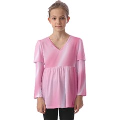 Pink Satin  Kids  V Neck Casual Top by PollyParadiseBoutique7