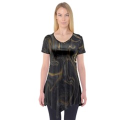 Black Gold  Short Sleeve Tunic  by PollyParadiseBoutique7