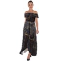 Black Gold  Off Shoulder Open Front Chiffon Dress View1