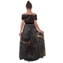 Black Gold  Off Shoulder Open Front Chiffon Dress View2