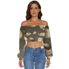 Gold Rush  Long Sleeve Crinkled Weave Crop Top