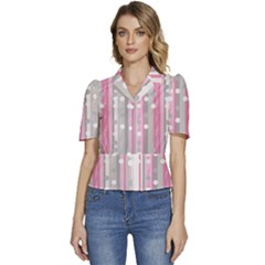 Polly-paradise  Puffed Short Sleeve Button Up Jacket