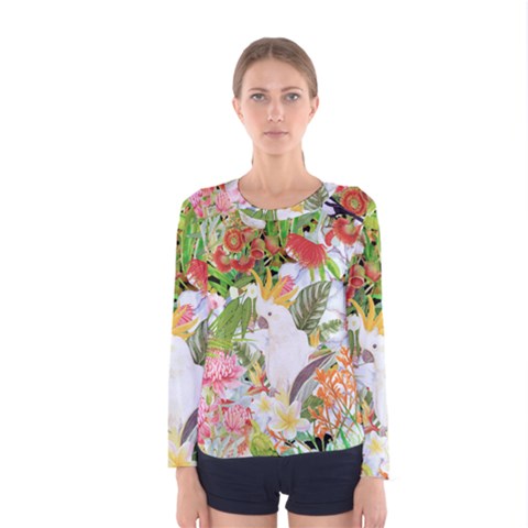 Birds Of Paradise  Women s Long Sleeve Tee by PollyParadiseBoutique7