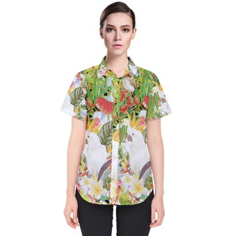 Birds Of Paradise  Women s Short Sleeve Shirt by PollyParadiseBoutique7