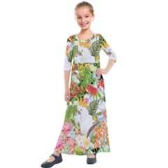 Birds Of Paradise  Kids  Quarter Sleeve Maxi Dress by PollyParadiseBoutique7