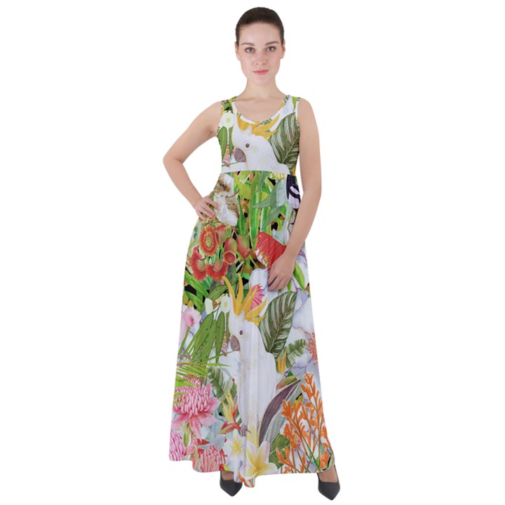 Birds of Paradise  Empire Waist Velour Maxi Dress