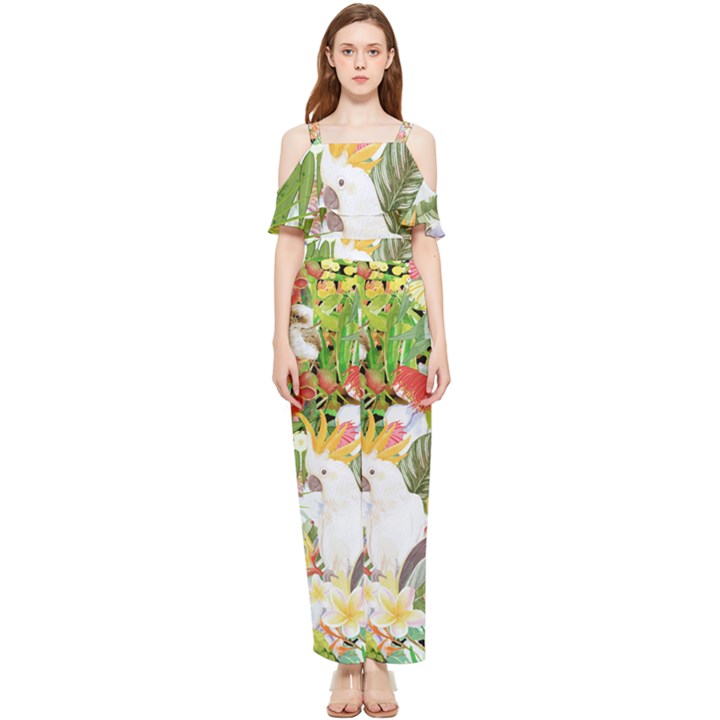 Birds of Paradise  Draped Sleeveless Chiffon Jumpsuit