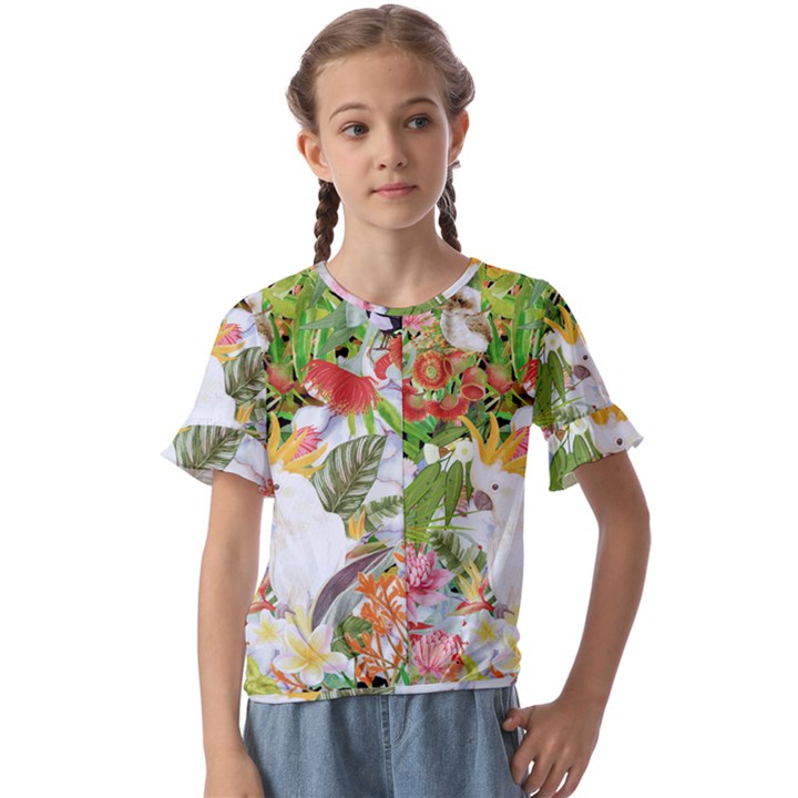 Birds of Paradise  Kids  Cuff Sleeve Scrunch Bottom Tee