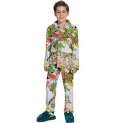 Birds Of Paradise  Kids  Long Sleeve Velvet Pajamas Set