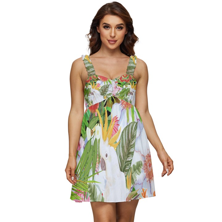 Birds of Paradise  Ruffle Strap Babydoll Chiffon Dress