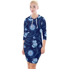 Flower Quarter Sleeve Hood Bodycon Dress by zappwaits