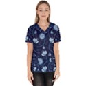 Flower Women s V-Neck Scrub Top View1