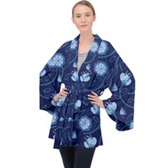 Flower Long Sleeve Velvet Kimono  by zappwaits