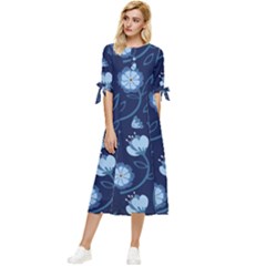 Flower Bow Sleeve Chiffon Midi Dress by zappwaits