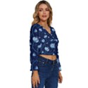 Flower Long Sleeve V-Neck Top View3