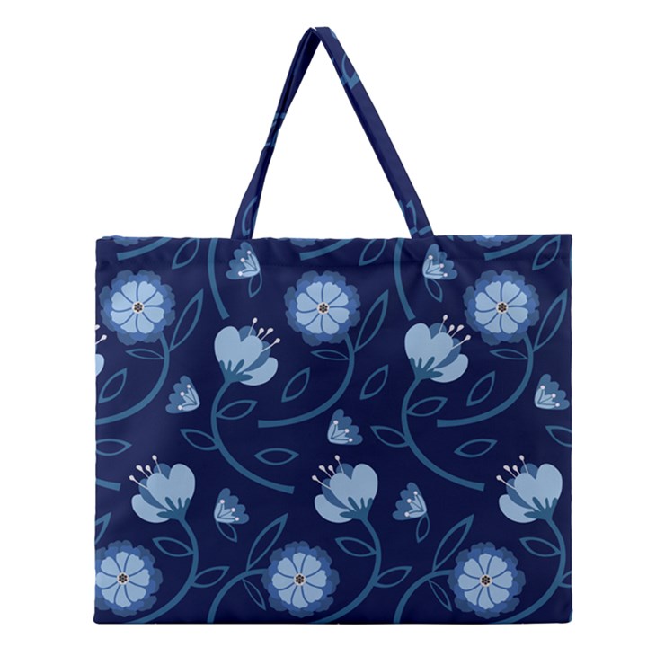 Flower Zipper Large Tote Bag