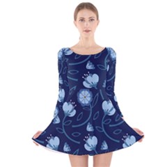 Flower Long Sleeve Velvet Skater Dress by zappwaits