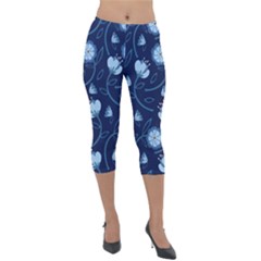 Flower Lightweight Velour Capri Leggings  by zappwaits