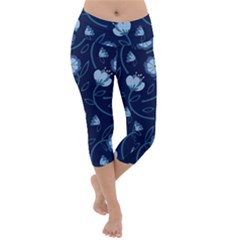 Flower Lightweight Velour Capri Yoga Leggings by zappwaits