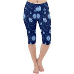 Flower Lightweight Velour Cropped Yoga Leggings by zappwaits