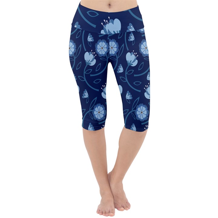 Flower Lightweight Velour Cropped Yoga Leggings