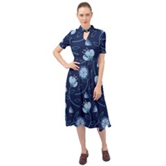 Flower Keyhole Neckline Chiffon Dress by zappwaits