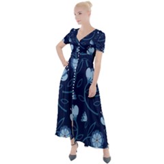 Flower Button Up Short Sleeve Maxi Dress by zappwaits