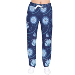 Flower Women Velvet Drawstring Pants