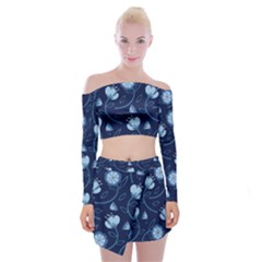 Flower Off Shoulder Top With Mini Skirt Set by zappwaits