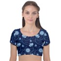 Flower Velvet Short Sleeve Crop Top  View1