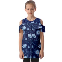 Flower Fold Over Open Sleeve Top