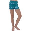 Floral-seamless-pattern Kids  Lightweight Velour Yoga Shorts View1