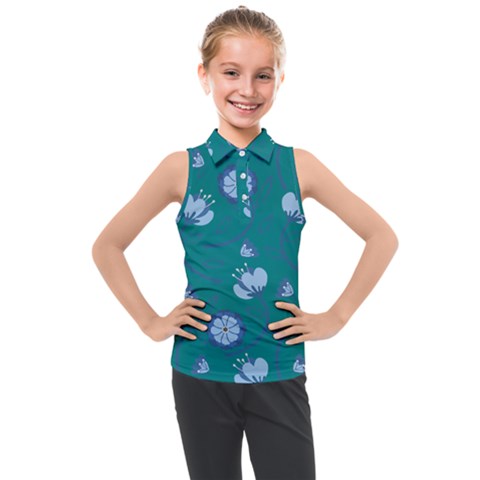 Floral-seamless-pattern Kids  Sleeveless Polo Tee by zappwaits