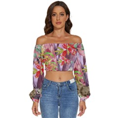 Outback Beauty  Long Sleeve Crinkled Weave Crop Top