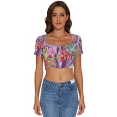 Outback Beauty  Short Sleeve Square Neckline Crop Top 