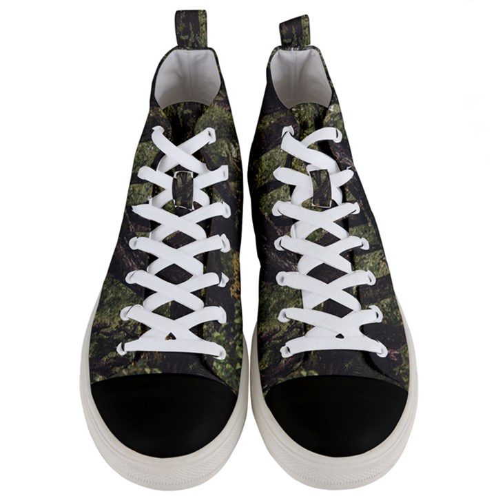 Botanical Motif Trees Detail Photography Men s Mid-Top Canvas Sneakers