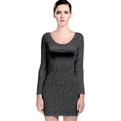 Black Wall Texture Long Sleeve Velvet Bodycon Dress