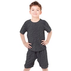 Black Wall Texture Kids  Tee And Shorts Set by artworkshop