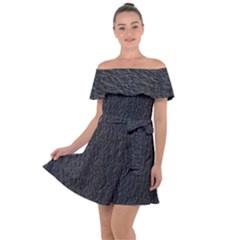 Black Wall Texture Off Shoulder Velour Dress by artworkshop