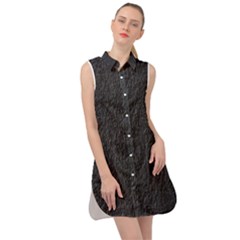 Black Wall Texture Sleeveless Shirt Dress by artworkshop