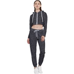 Black Wall Texture Cropped Zip Up Lounge Set by artworkshop