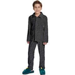 Black Wall Texture Kids  Long Sleeve Velvet Pajamas Set