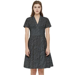 Black Wall Texture Short Sleeve Waist Detail Dress by artworkshop