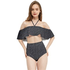 Black Wall Texture Halter Flowy Bikini Set  by artworkshop